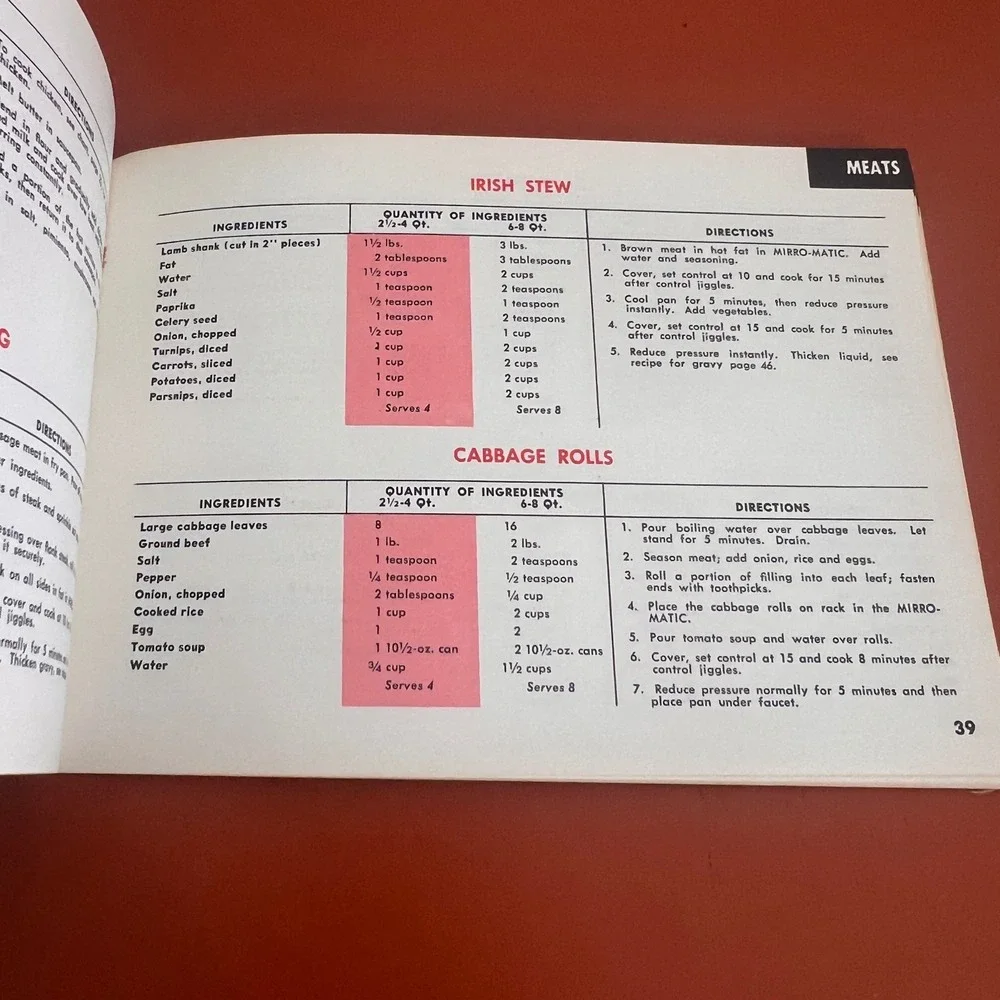 Vintage 1958 Mirro-Matic Deluxe Pressure Pan Recipe Book Instruction Manual 80pg